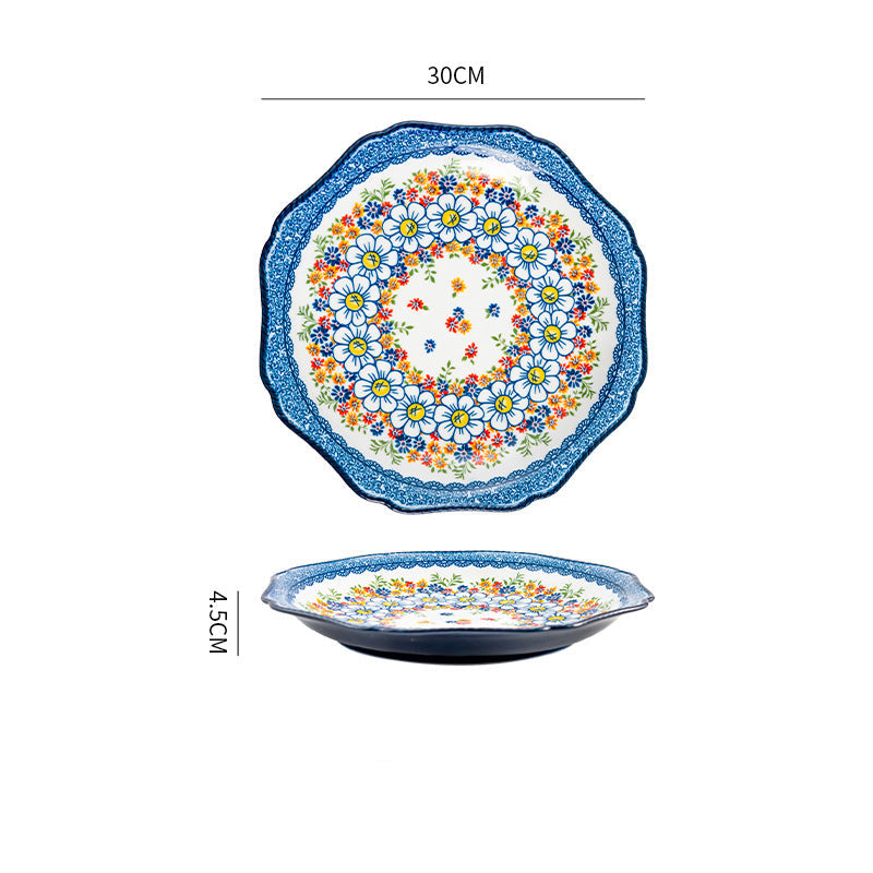 Elegant Polish Ceramic 12″ Dinner Plate – 30 cm Hand‑Painted Floral Serving Dish