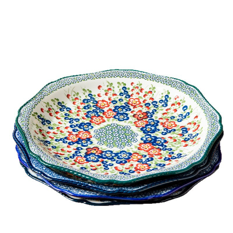 Elegant Polish Ceramic 12″ Dinner Plate – 30 cm Hand‑Painted Floral Serving Dish
