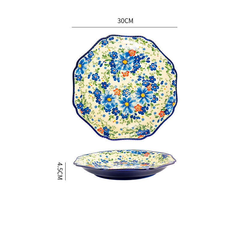 Elegant Polish Ceramic 12″ Dinner Plate – 30 cm Hand‑Painted Floral Serving Dish