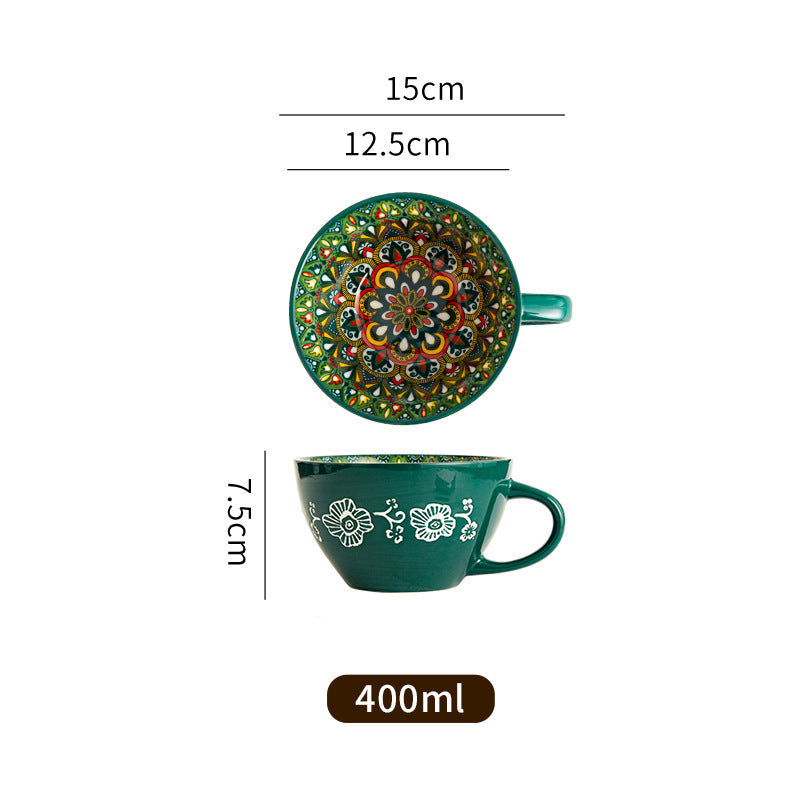 Hand-Painted Colorful Ceramic Mug – Bohemian Floral Series