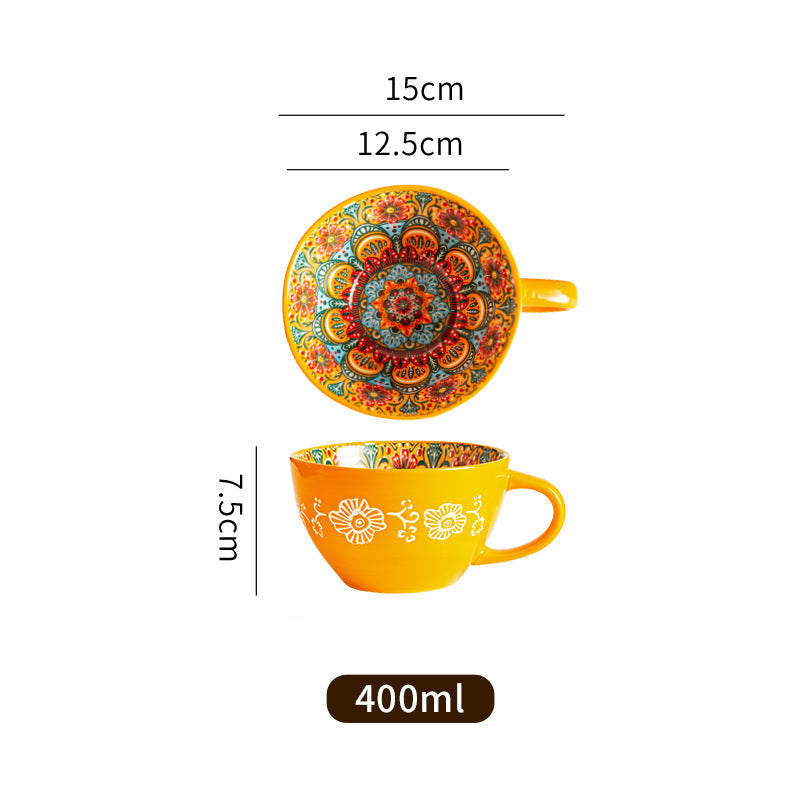 Hand-Painted Colorful Ceramic Mug – Bohemian Floral Series