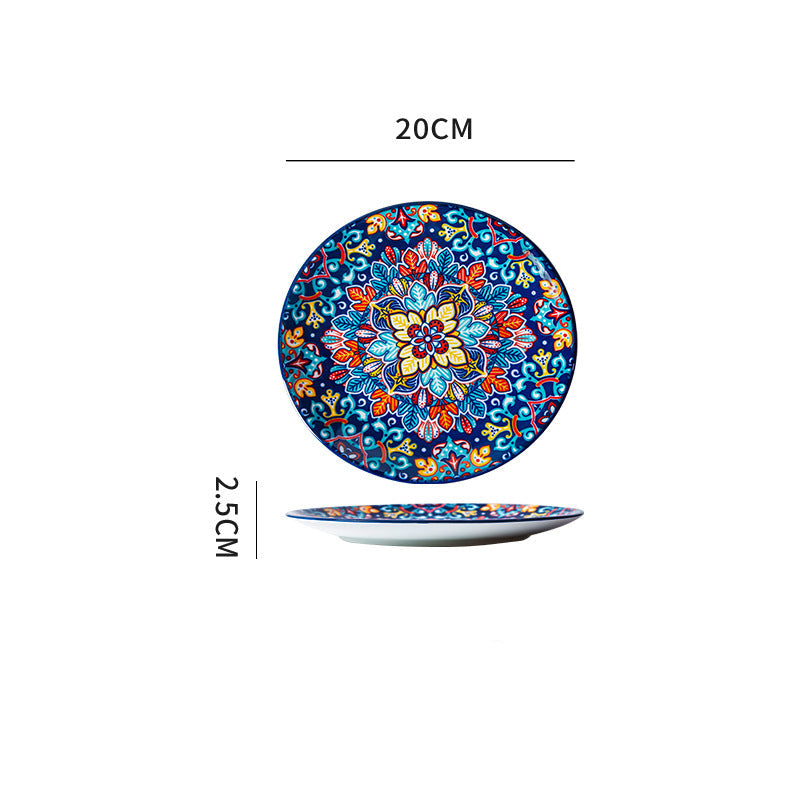 Hand-Painted Colorful Ceramic Dinner Plates – Bohemian Style Tableware