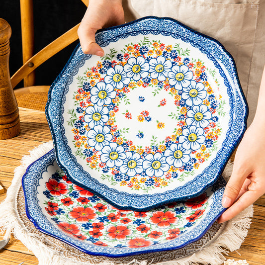 Elegant Polish Ceramic 12″ Dinner Plate – 30 cm Hand‑Painted Floral Serving Dish