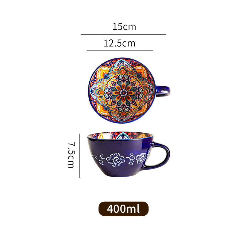Hand-Painted Colorful Ceramic Mug – Bohemian Floral Series