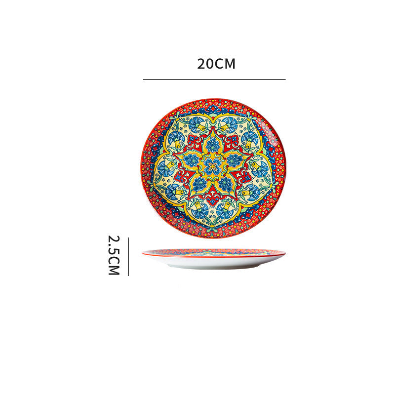 Hand-Painted Colorful Ceramic Dinner Plates – Bohemian Style Tableware