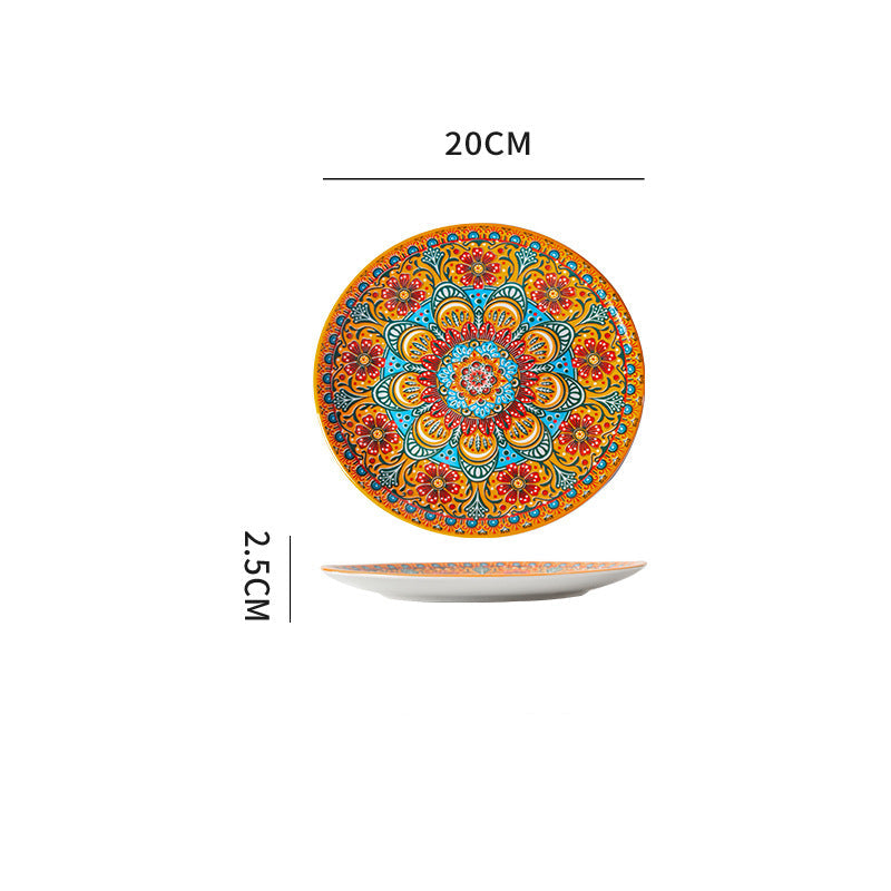 Hand-Painted Colorful Ceramic Dinner Plates – Bohemian Style Tableware