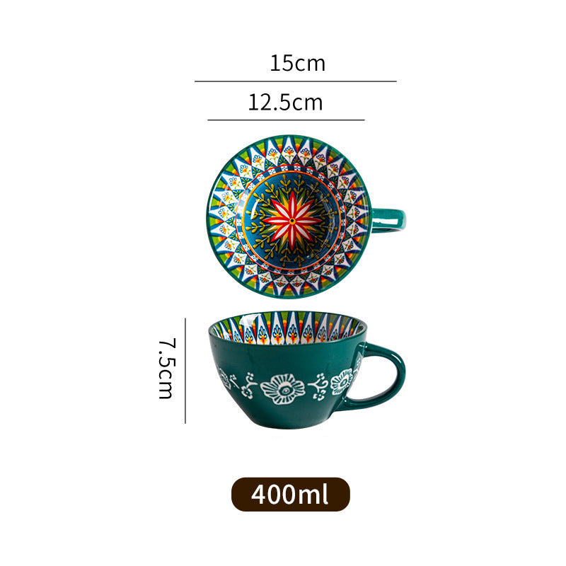 Hand-Painted Colorful Ceramic Mug – Bohemian Floral Series